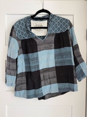 Ace and Jig Carolina color  way Patchwork V-Neck